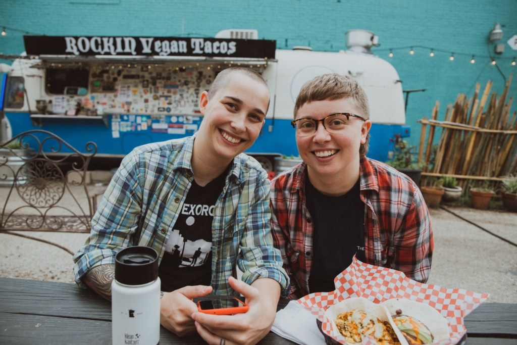 Paislee House, API Support Specialist, enjoying tacos in Austin with her wife.