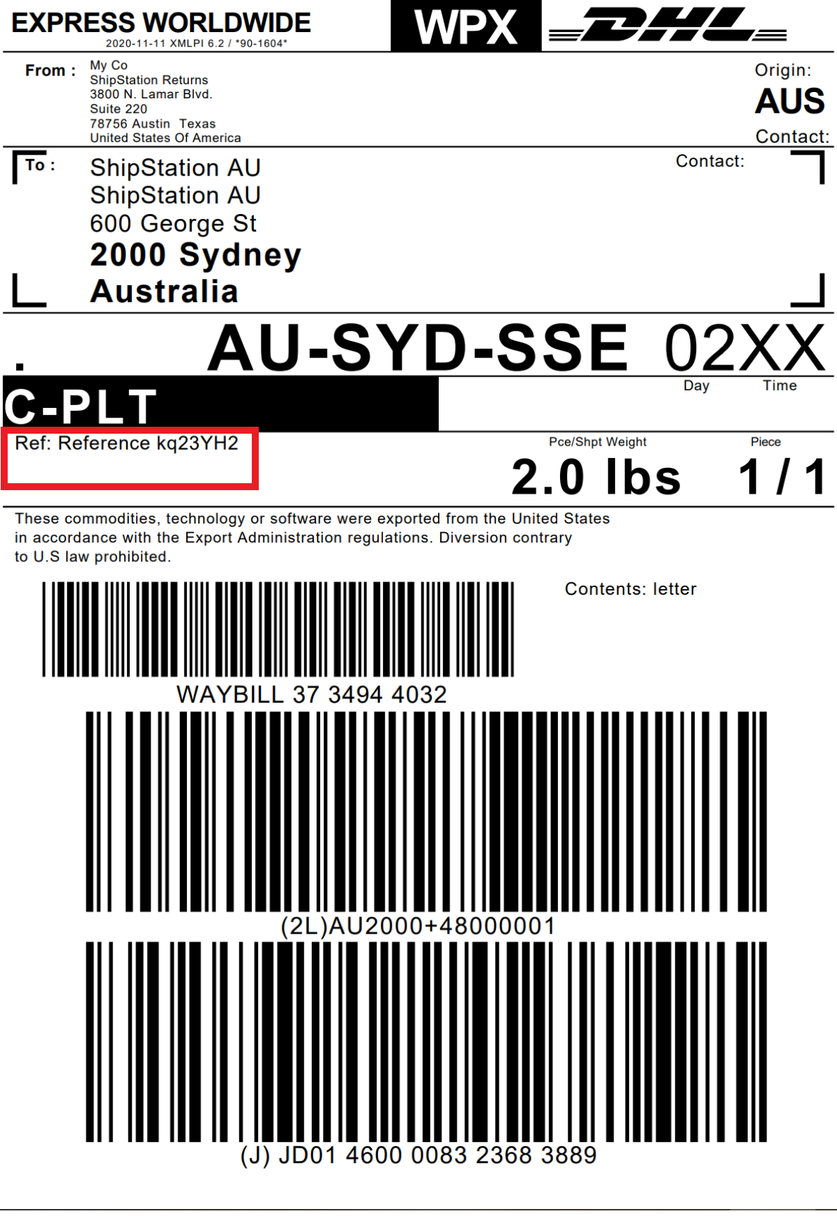 DHL Express Custom Label