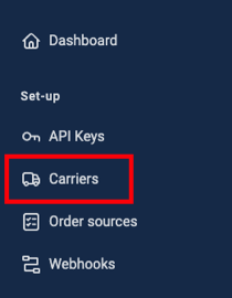 ShipStation API sidenav Carriers section