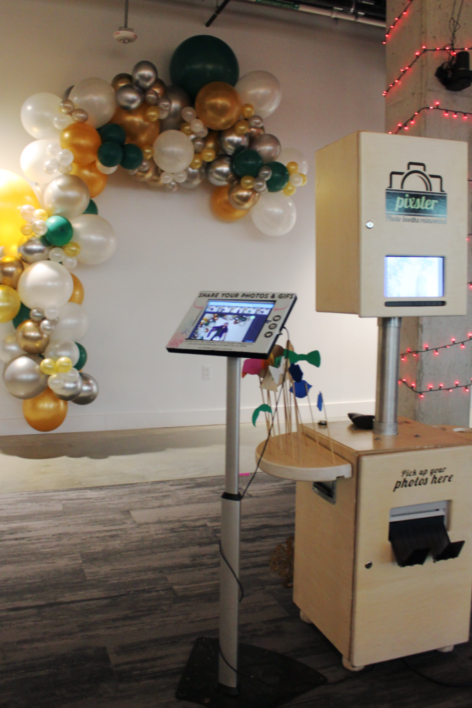 Pixster photobooth set up for ShipEngine and Austin Homegrown API's first annual Holiday Tech Meetup Mixer